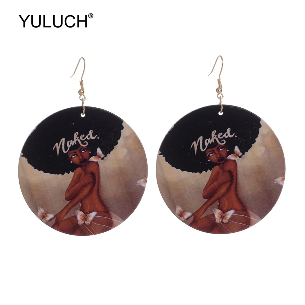 YULUCH 2019 африканская мода круглые деревянные животные окрашенные висячие серьги