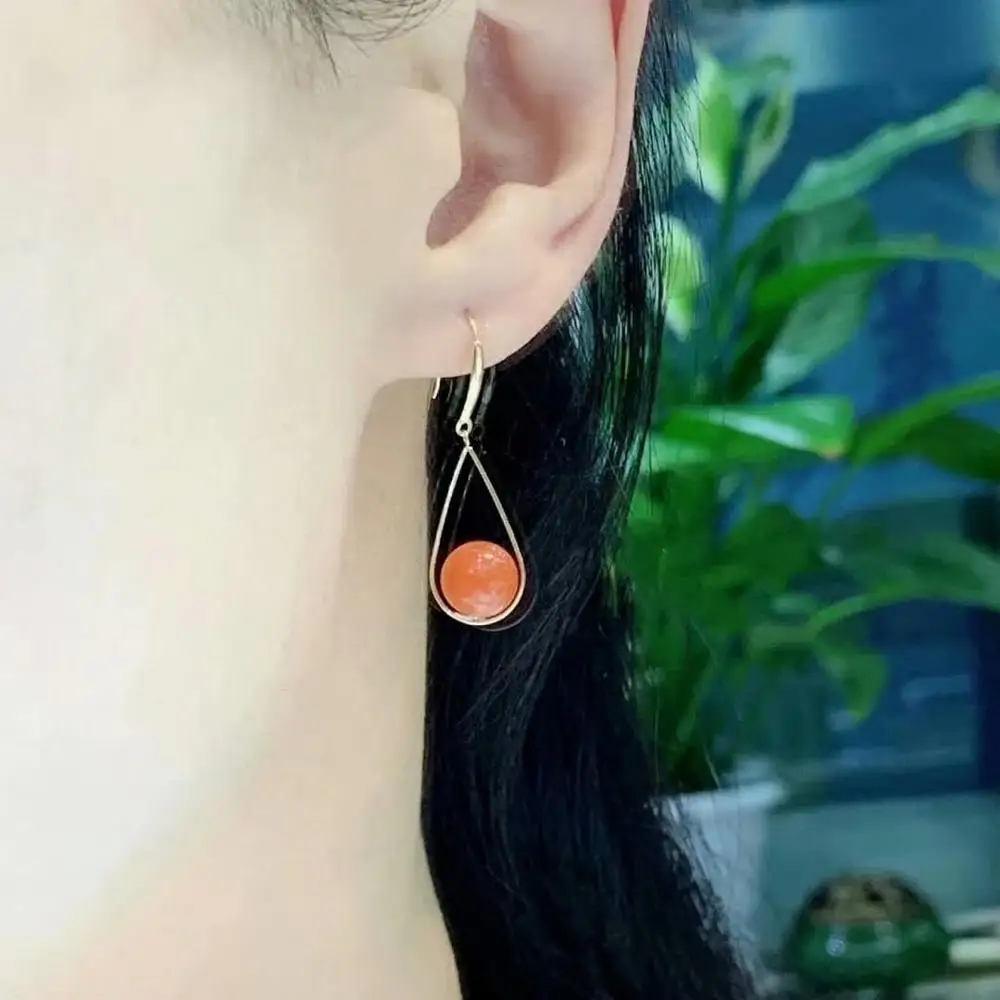 

shilovem 18K yellow Gold real Natural south Red agate stud earrings fine Jewelry wedding new plant Christmas gift myme8-8.511nh