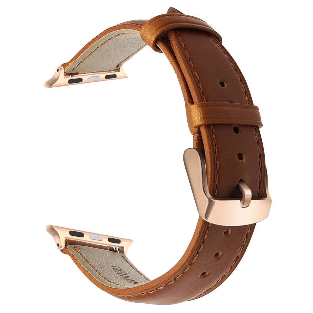 Ремешок из натуральной телячьей кожи для iWatch Apple Watch SE 38 мм 40 42 44 Series 6 5 4 3 2 1 ремешок