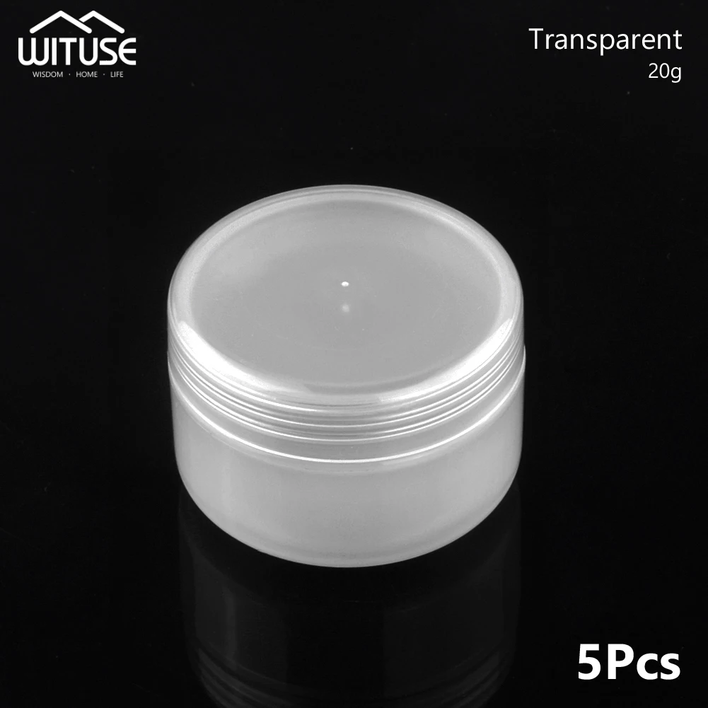 20g Transparent 5 шт. качественные пластиковые бутылки для многоразового использования портативная Пустая палитра банка горшок для хранения путешествия крем-лосьон для лица косметический контейнер коробка - Цвет: 20g Transparent