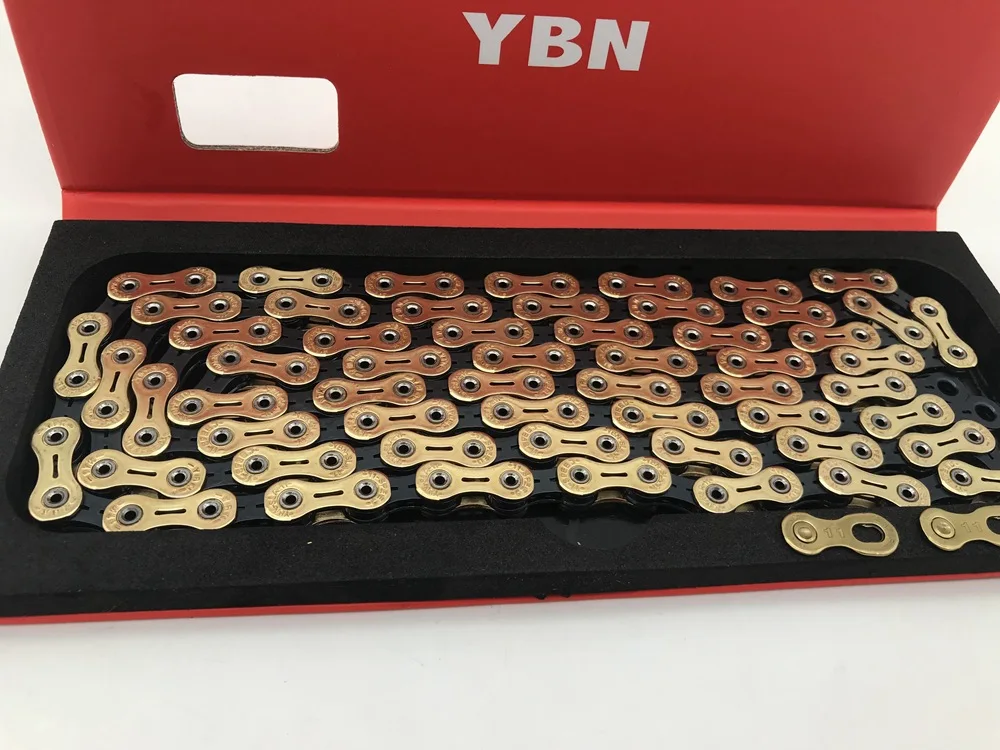 YBN 11 скорость черная золотая цепочка SLR 11 S 22 S MTB Горный Дорожный велосипед сверхлегкие прочные цепи для системы SHIMANO SRAM