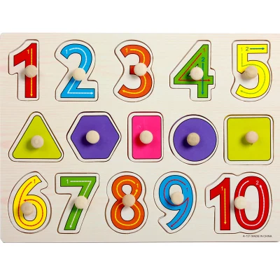 Number shape1 Детские игрушки Деревянные Монтессори головоломки ручной захват доска набор образовательных деревянных игрушек Мультфильм автомобиль животных головоломки Детский подарок - Цвет: Number shape1