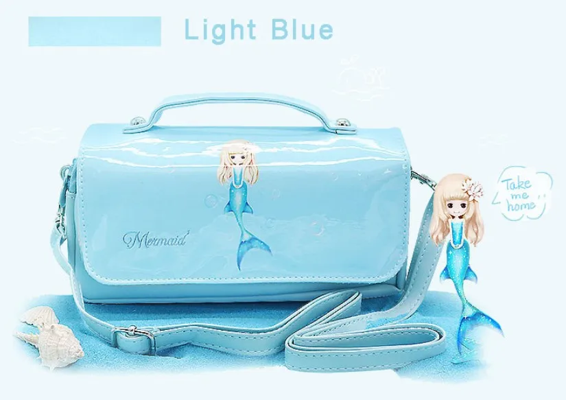 Light Blue Kawaii Русалка пенал; Забавный Принцесса пенал ручка коробки сумка для девушек большого размера устойчивые школьные принадлежности подарок - Цвет: Light Blue