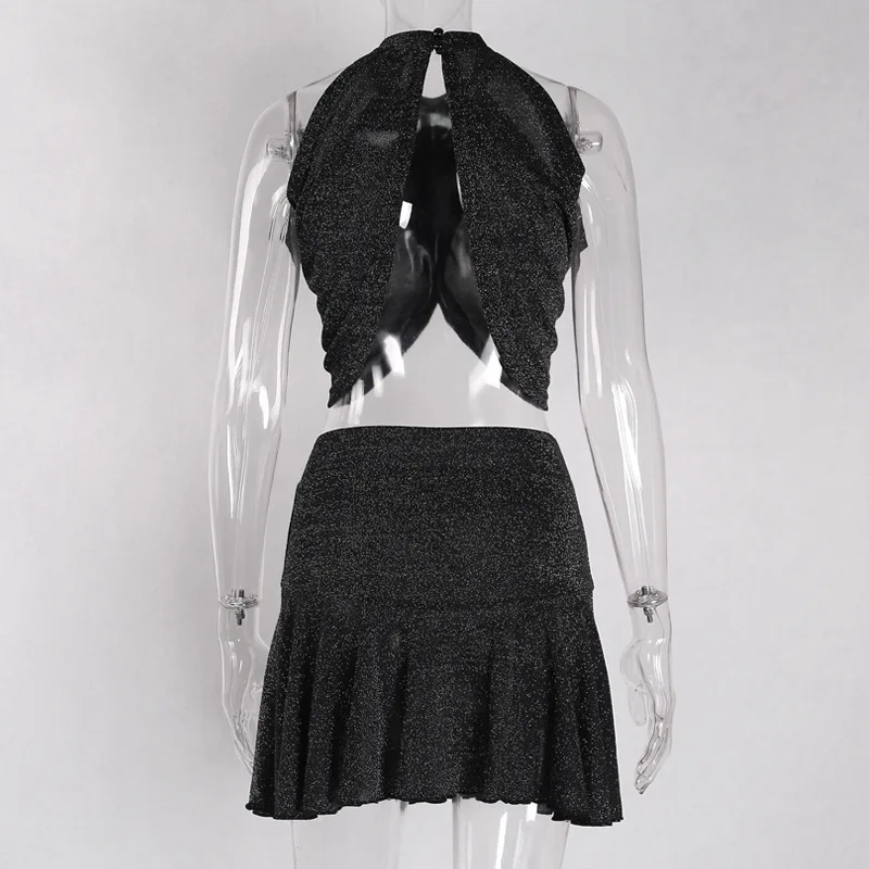 2019 летний женский комплект с блестящим подвесным горлом из 2 предметов