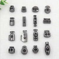 20pcs goldblack tone metal stopper spring toggle buckle cord locks claps drawstring stops end button singledouble holes clasp