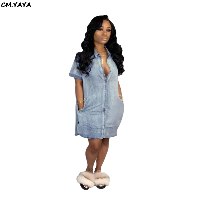 Женское джинсовое платье на пуговицах винтажное Повседневное выше колена с