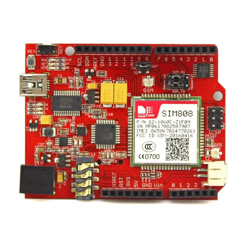 Elerow Simduino для Arduino UNO и SIM808 модуль 2 в 1 DIY проекты GPRS/GSM макетная плата специально