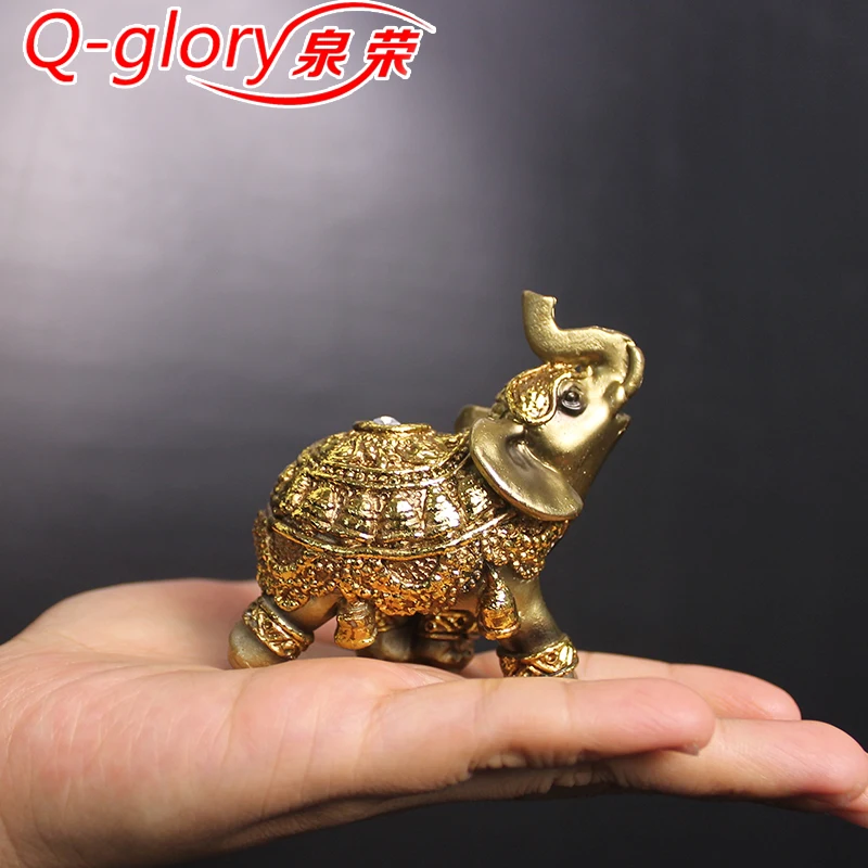 Q-glory золотые фигурки слонов статуя смолы Счастливый Слон садовые фигурки украшения дома аксессуары Подарки