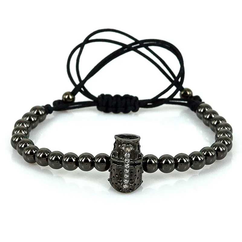 Anil Arjandas Мужские браслеты 24K Золото Микро Пейв CZ Бусины Оберег Спартанский Шлем для Женщин Пульсерас Мужер он.