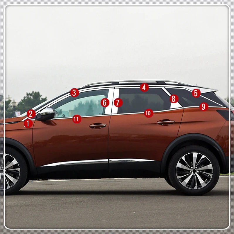 Для peugeot 3008 GT автомобильный Стайлинг полная отделка окон декоративные полосы покрытие 22 шт. Нержавеющая сталь Авто аксессуары