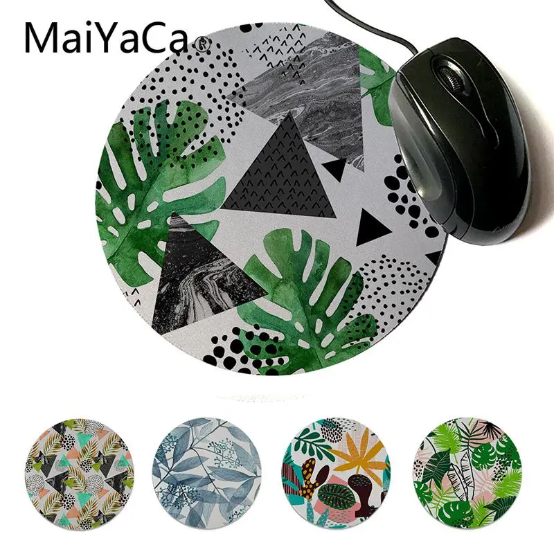 

Коврик для мыши MaiYaCa, резиновый, с тропическими листьями, мраморным узором, нескользящий, Круглый