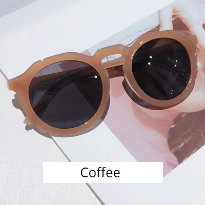 Coffee Ralferty, винтажные круглые солнцезащитные очки, женские, Ретро стиль, оранжевые, солнцезащитные очки, женские, UV400, очки, оттенки, пластик, lunette soleil femme M3319 - Цвет линз: Coffee