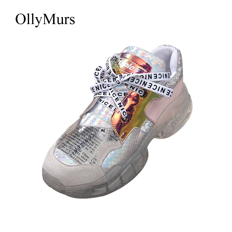 

Casual Shoes Women Chunky Sneakers zapatos de mujer 2018 Spring New chaussures femme Ladies Platform footware Patchwork Silver