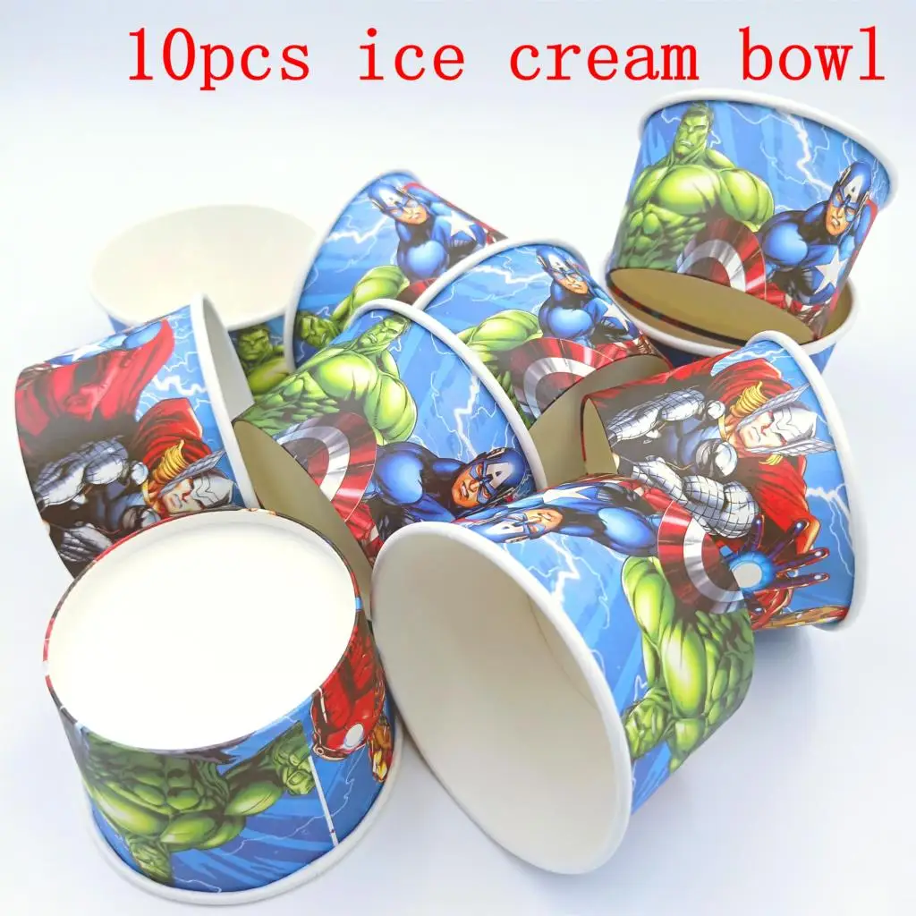 10 шт./лот чашки для мороженого Мстители Детские принадлежности дня рождения