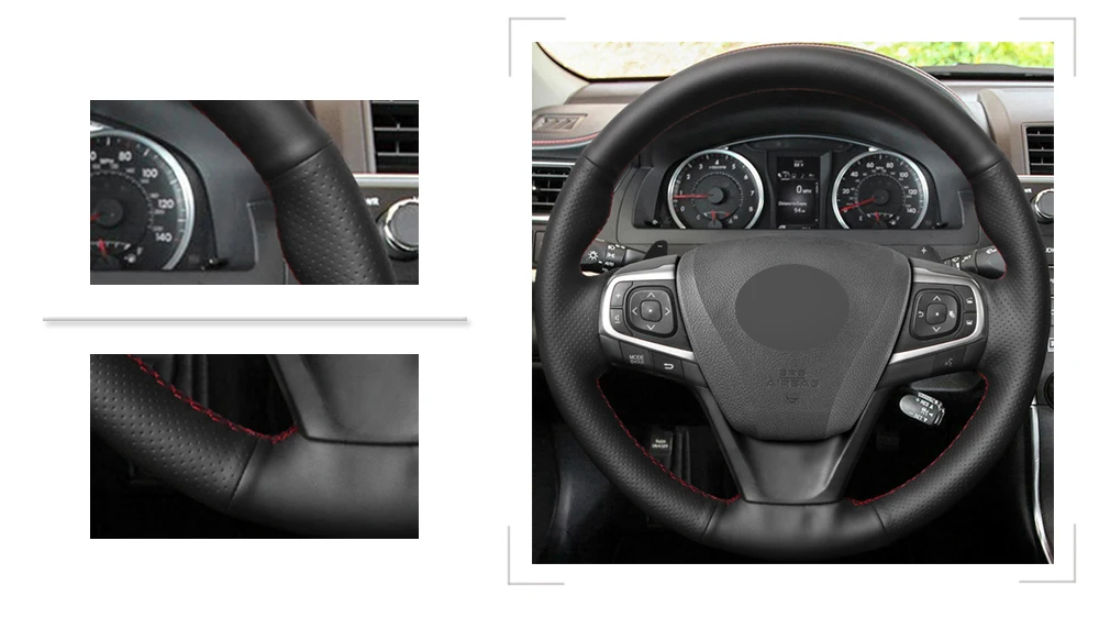 Черный ПУ Искусственная Кожа DIY Чехол рулевого колеса автомобиля для Toyota Camry Avalon 2013
