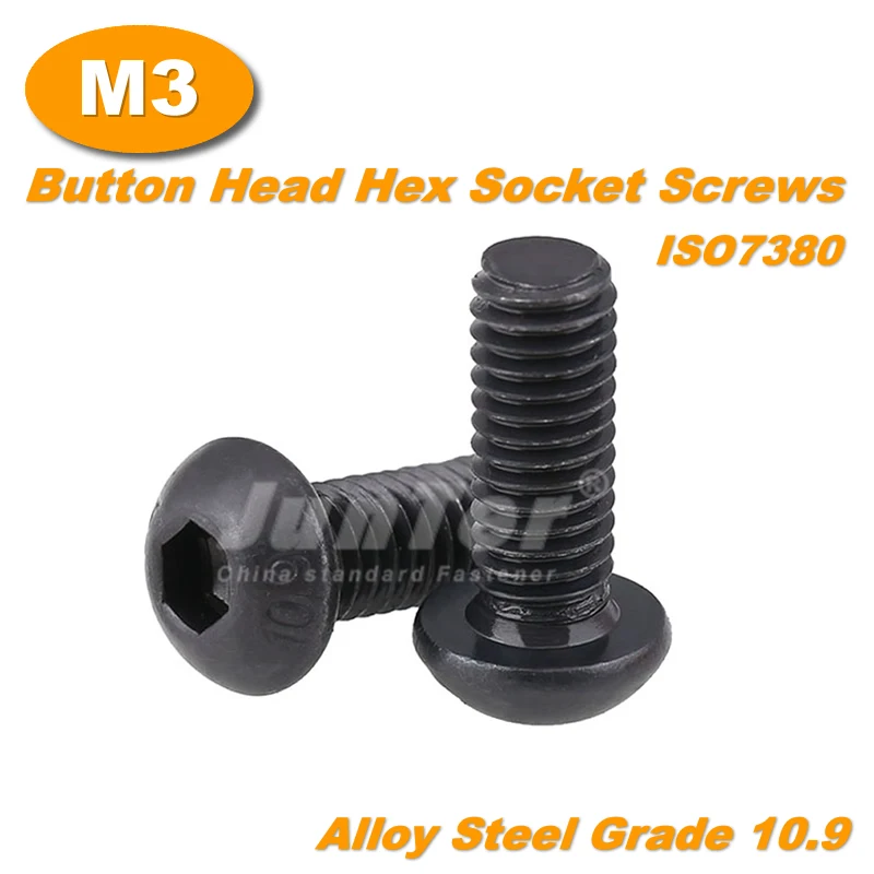 100 шт./лот M3(3 мм) черная легированная сталь класс высокопрочные шестигранные