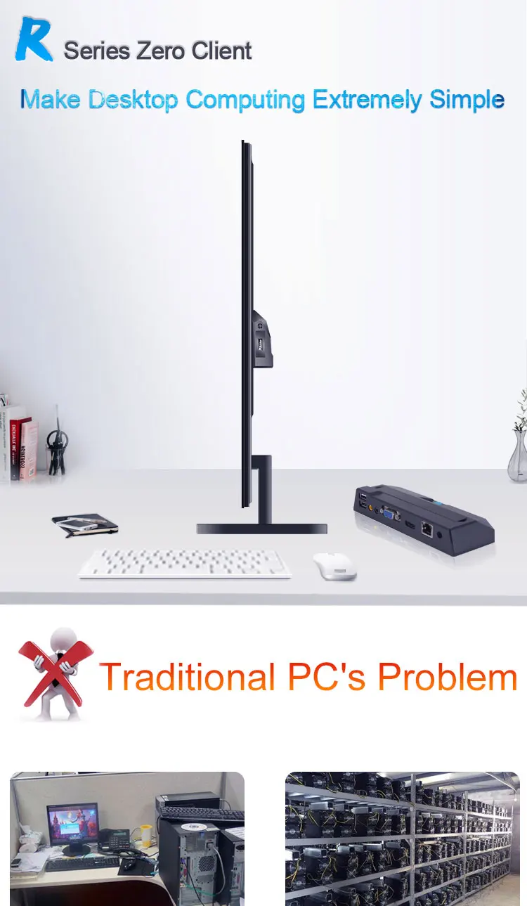 Linux мини ПК Тонкий клиент R1 облачный терминал RDP10 четырехъядерный 2,0 ГГц процессор 1 Гб ram HDMI VGA