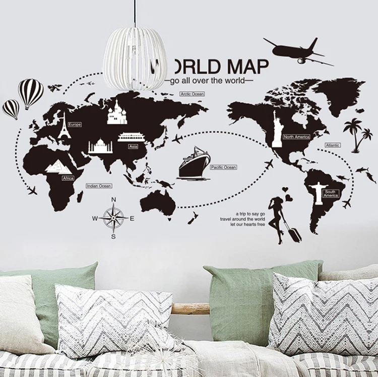 Новая креативная карта мира большие настенные наклейки домашний декор для