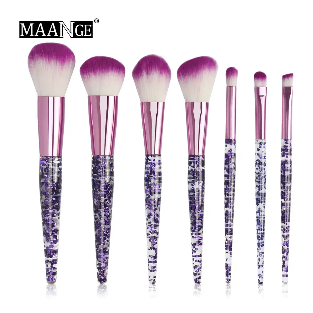 7pcs purple 7-20 шт., набор кистей для макияжа с бриллиантами, пудра, Тональная основа, румяна, смешивание теней для век, губ, косметическая Кисть для макияжа, pincel maquiagem - Handle Color: 7pcs purple