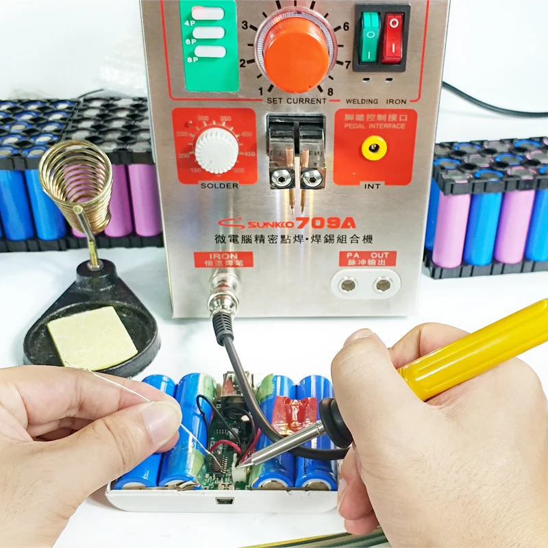SUNKKO 709A импульсный точечный сварочный агрегат 1.9kw аппарат для 18650 аккумуляторной