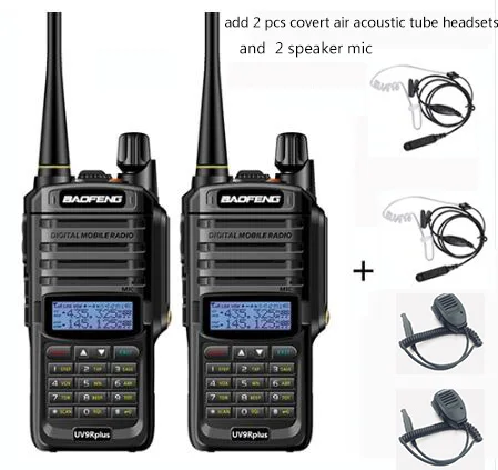 Профессиональный иди и болтай walkie talkie “иди и Водонепроницаемый 20 км Boafeng uv-9r плюс uv9r полиции сканер любительская радиостанция uv9r-era для переносного приемо-передатчика - Цвет: 2 speaker 2  headset
