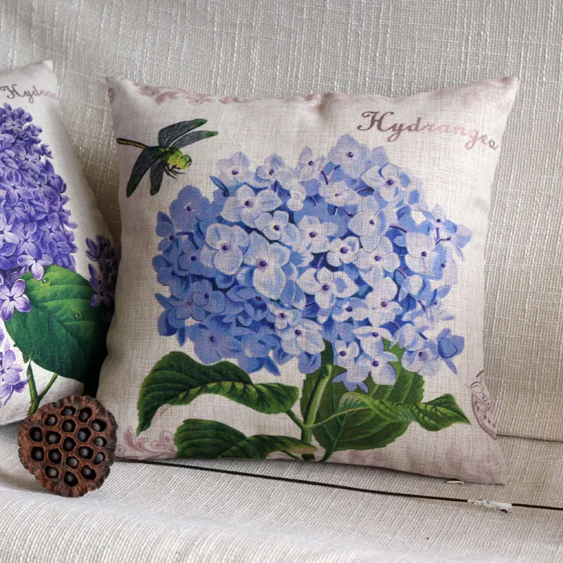 Шикарный цветок гортензии чехол для подушки в цветочек фиолетового цвета