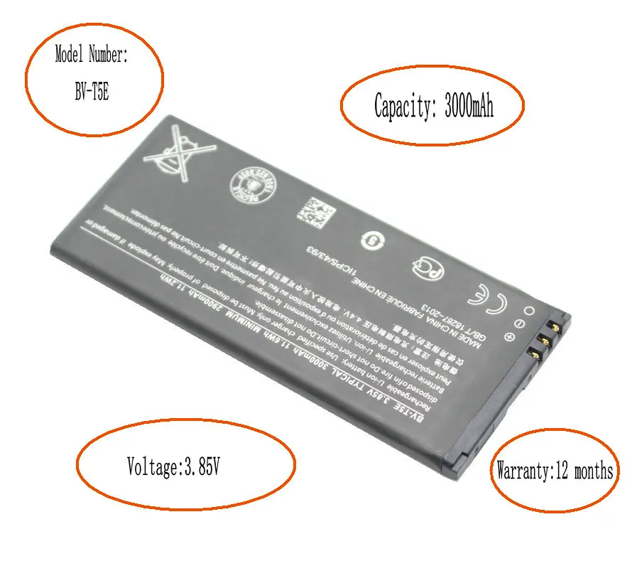 iSkyamS 1x 3000mAh BV-T5E / BVT5E BV T5E Replacement Battery For Microsoft Lumia 950 RM-1106 RM-1104 RM-110 McLa | Мобильные