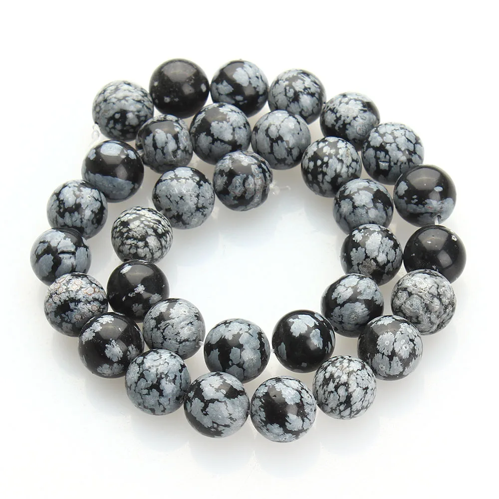 Snowflake Obsidian Beads Round Selectable Size 4 6 8 10mm Natural Stone Bead For Jewelry Making Diy Bracelet F2936 | Украшения и