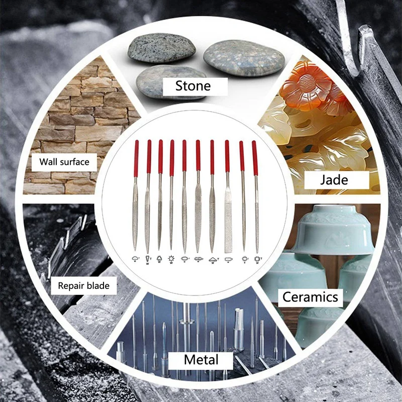 

Diamond Needle File Set with Clean Brush Storage Box, Hand File for Metal Glass Stone Rough Carving