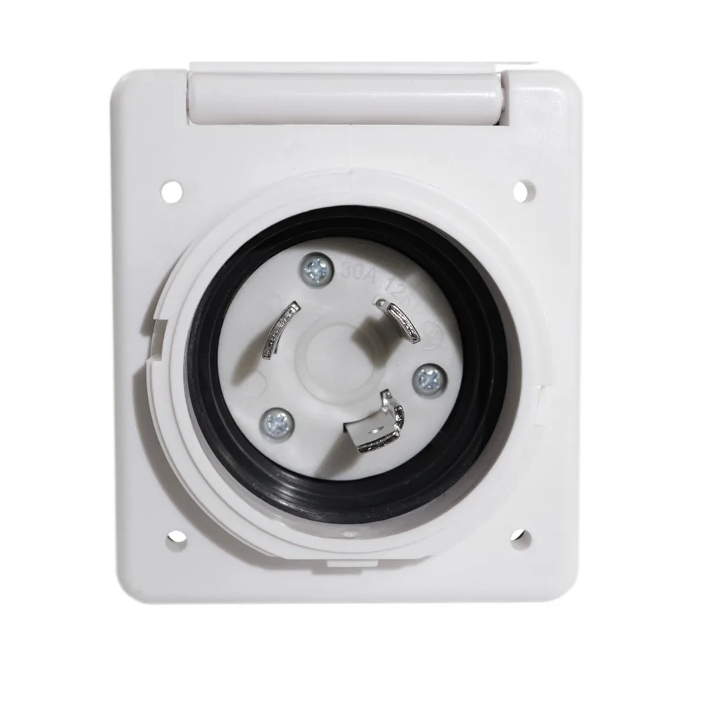RV 125 V 30 AMP Блокировка розетки на входе с 3 штифты из нержавеющей стали белый RV 125 V 30 AMP Блокировка розетки на входе с 3 нержавеющей