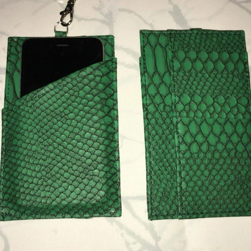 Чехол-Кошелек для телефона из воловьей кожи с тиснением под крокодила и чехлом