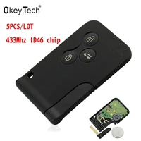 okeytech 5pcslot insert small car key blade smart card for renault key megane 2 3 button scenic id46 7947 chip 433mhz pcf7947