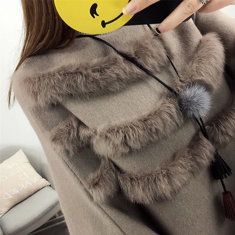 ZDFURS* женский свитер осень зима рукав летучая мышь Свободный Трикотаж модная новая водолазка тренд кисточка женский вязаный свитер Топы