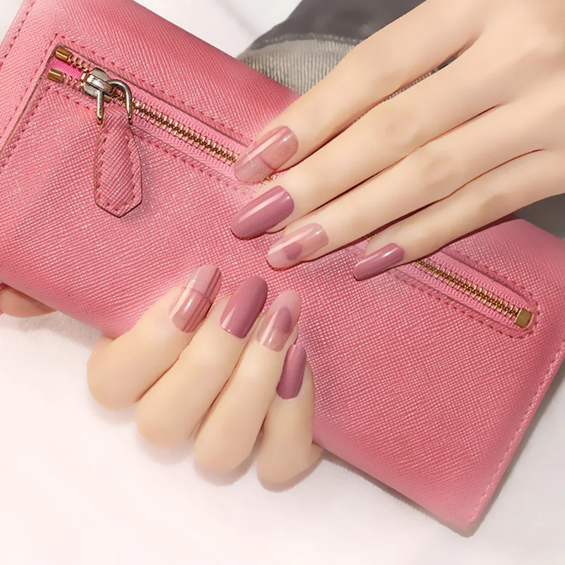 Длинный размер поддельные ногти Печать не выцветает Сделай Сам дизайн ногтей