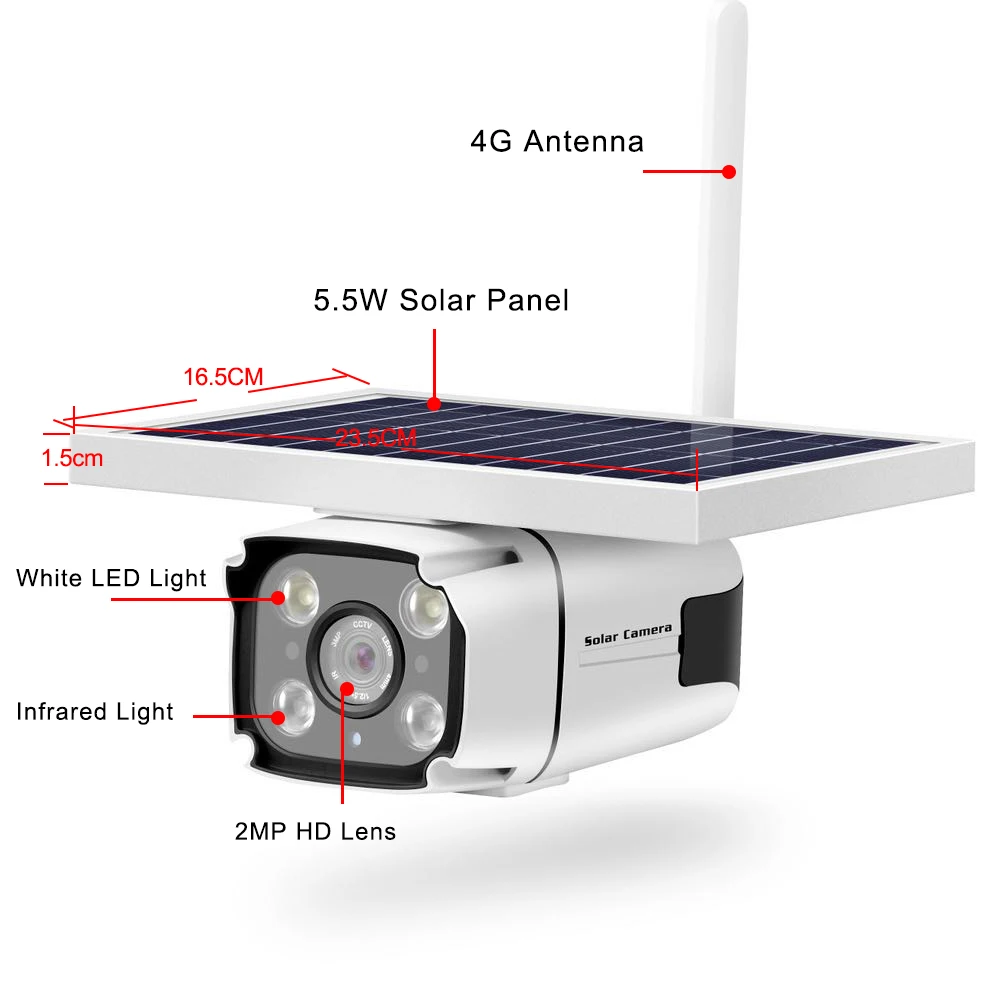 Беспроводная камера видеонаблюдения с солнечной панелью 1080P HD 4G SIM-карта IP