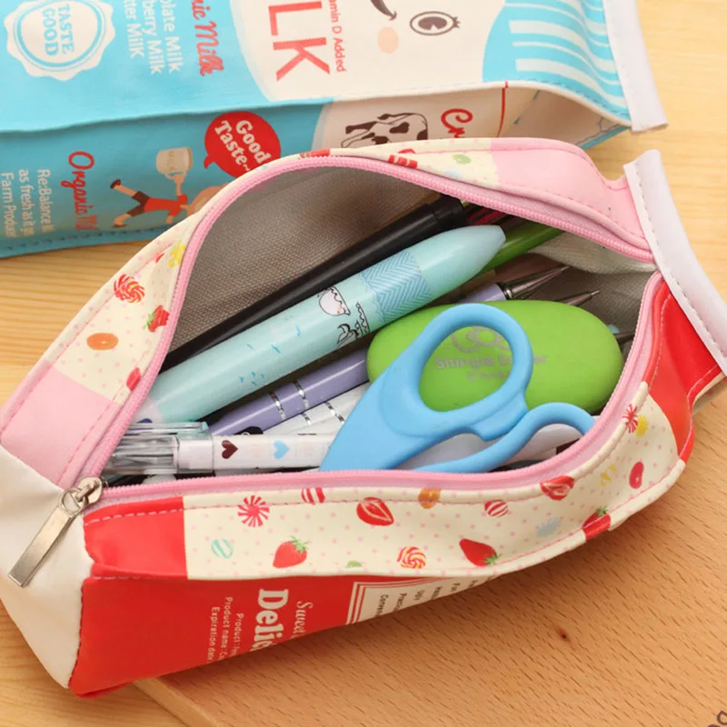 1pcs Random Creative Large Capacity Student Stationery Box Cute Carton Milk Pencil Bag For Children Kawaii Storage Tool | Канцтовары для