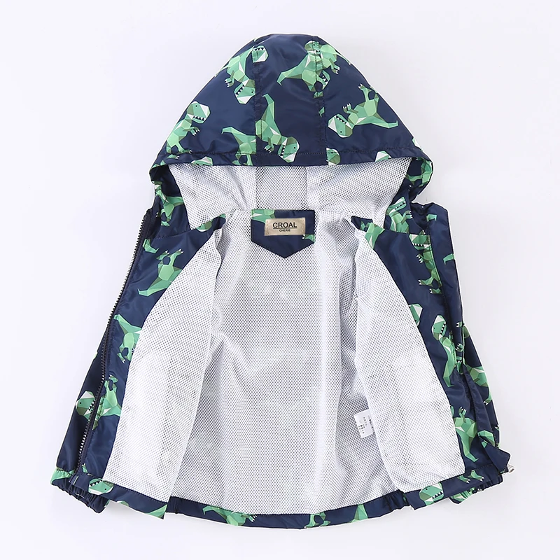 Куртка детская весенне-осенняя ветрозащитная с принтом динозавров 90-130 см |