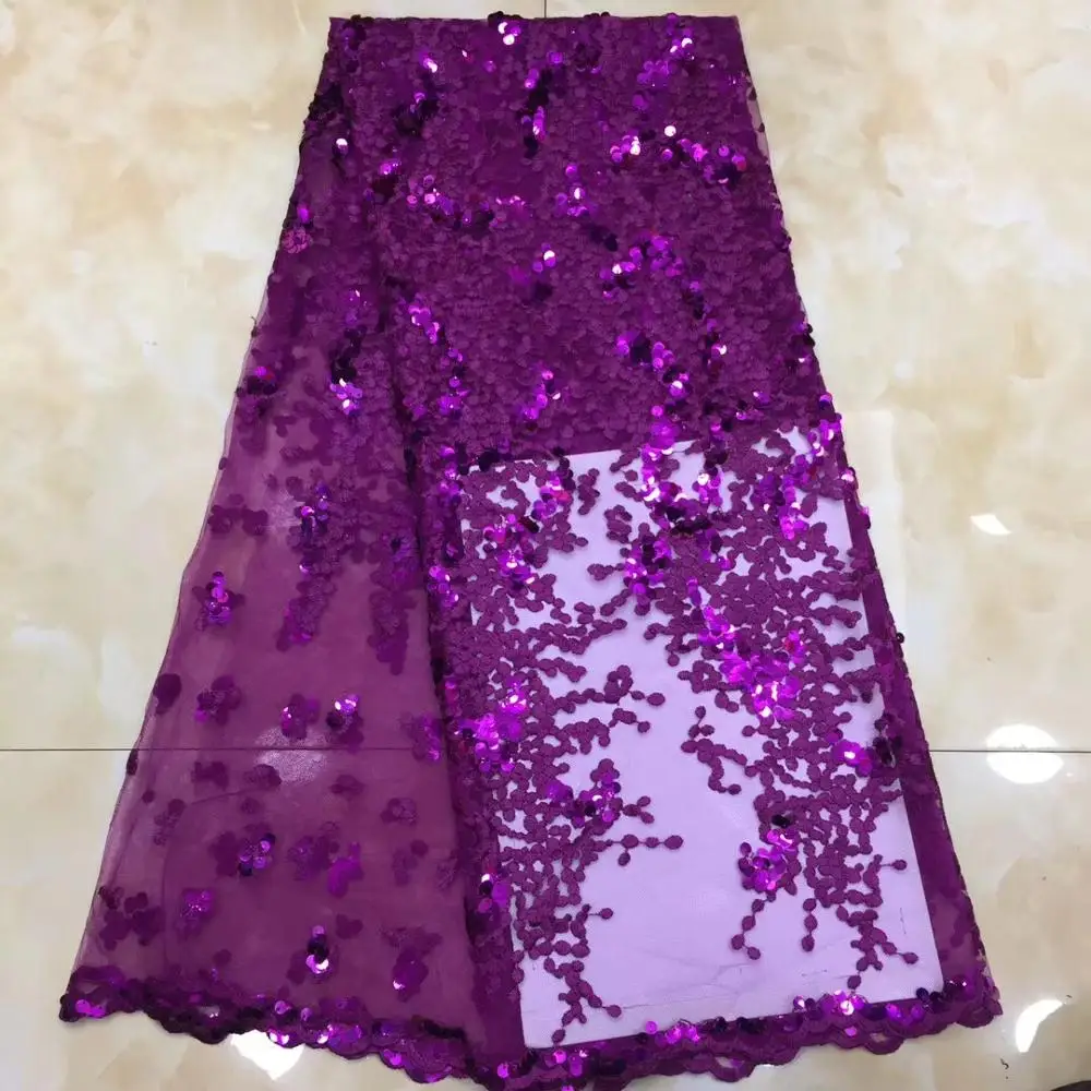 2019 Высококачественная африканская кружевная ткань чистый фиолетовый