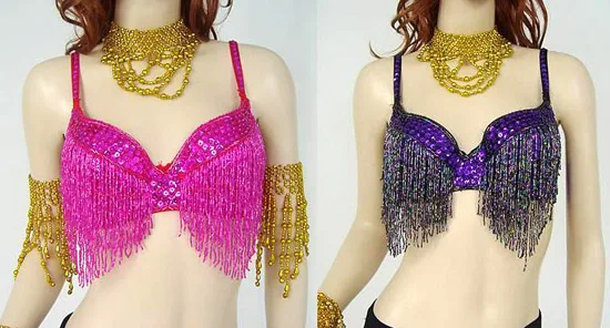 Бюстгальтер для танца живота костюм Марди Грас расшитый бисером с блестками 10