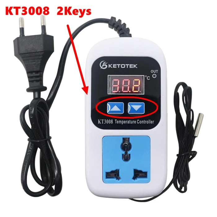 KT008-2 keys Термостат цифровой контроль температуры Лер KT3008 KT3009 для Аквариум инкубатор регулятор переключатель управления AC110V 220V NTC датчик - Цвет: KT008-2 keys