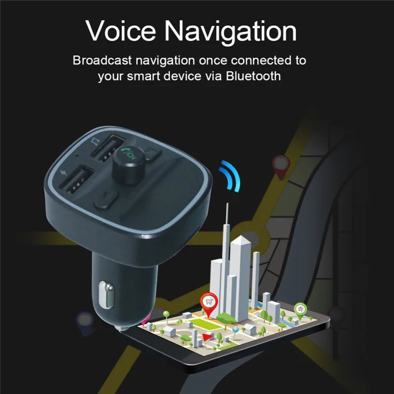 Автомобильный трансмиттер FM-модулятор MP3-плеер беспроводной Bluetooth два USB-порта