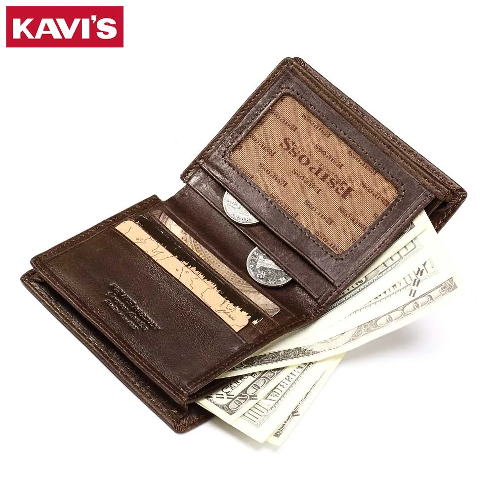 KAVIS кожаные кошельки мужские брендовые кожаные держатель для карт с Мужской Портмоне на молнии Walet Portomonee Rfid портфель маленький мини