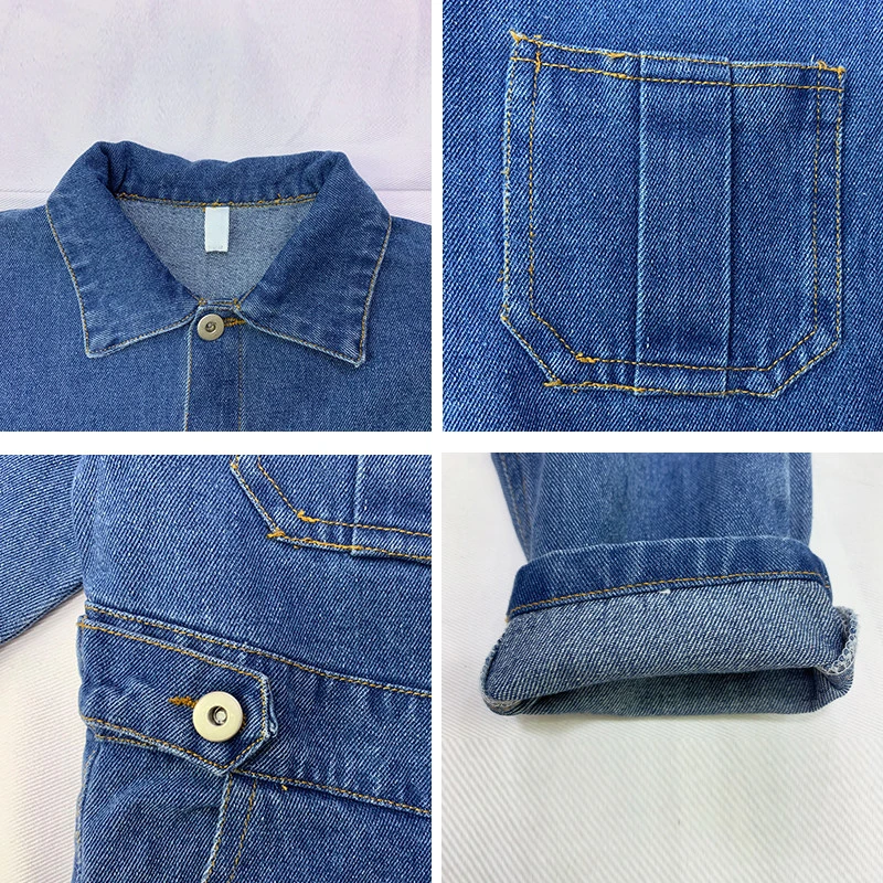 Детские джинсовые комбинезоны для девочек весна осень 2019 свободные хлопковые с