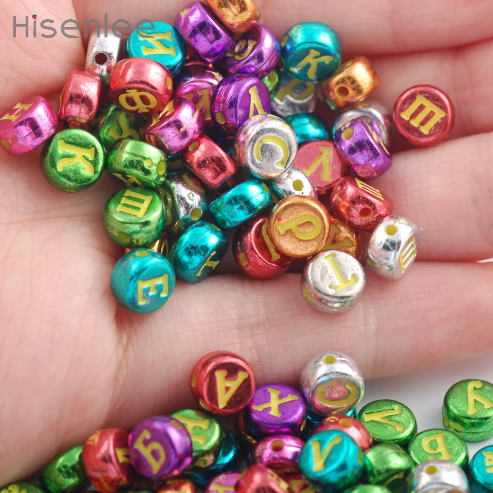 100 шт. акриловые круглые бусины с буквами русского алфавита beads for jewelry