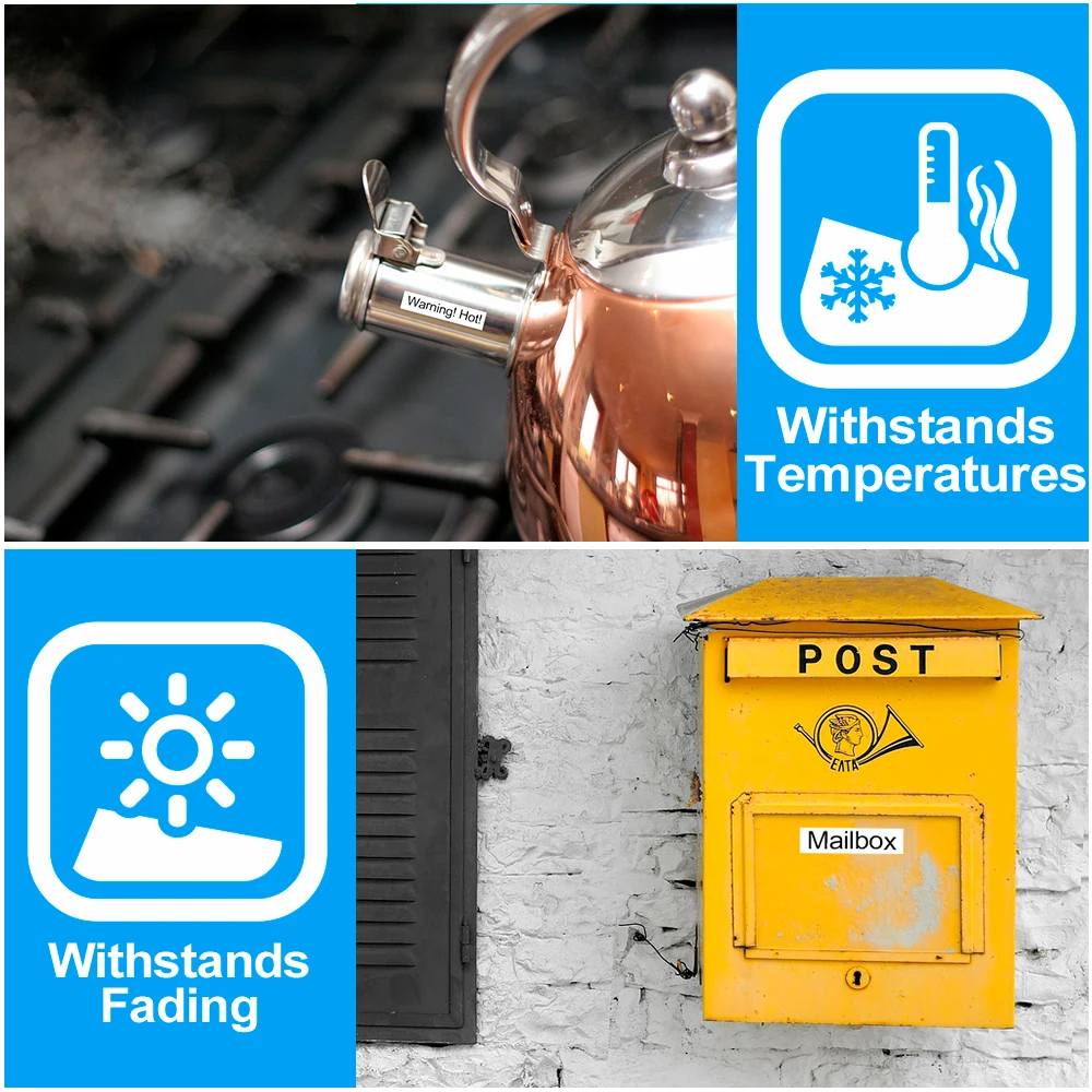 Fimax 5 Pcs Industrial Dymo Rhino Permanent Vinyl Labels Tape 18432 18435 18438 18444 18441 Compatible 4200 5000 5200