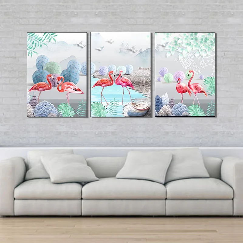 Art Wall Painting Canvas Picture Modern Poster Flamingo Print and Living Room Home Decor | Дом и сад