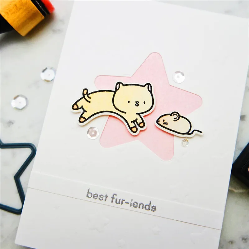 Naifumodo Fuzzy Felines металлический набор штампов и 2019 для создания карт альбом