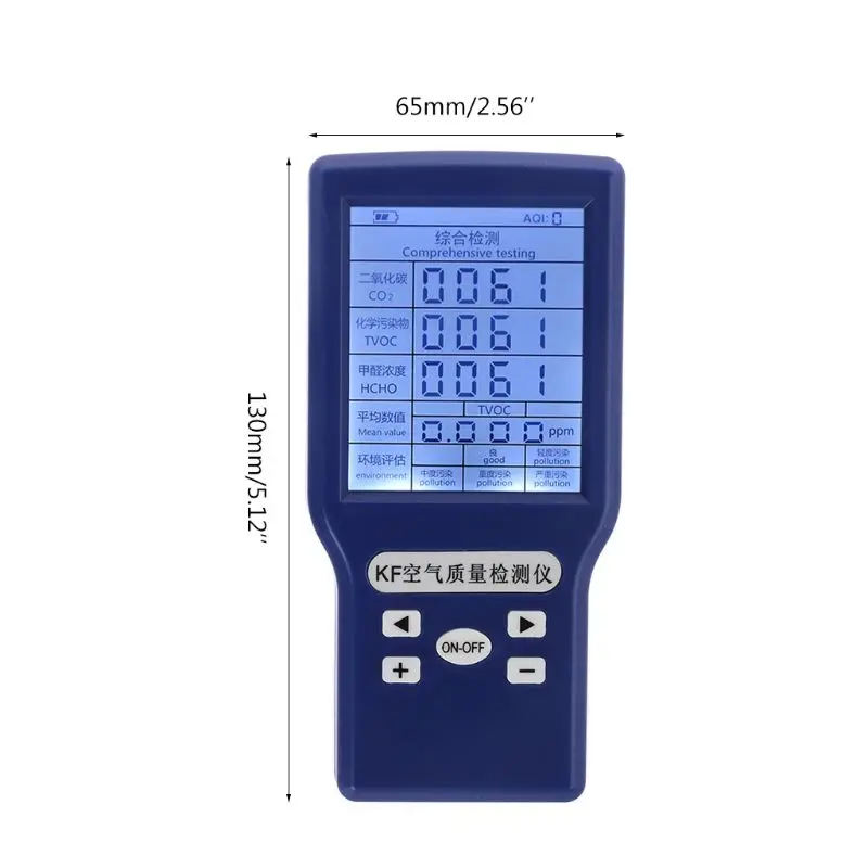 Измеритель CO2 ppm TVOC HCHO AQI детектор углекислого газа анализатор портативный тестер