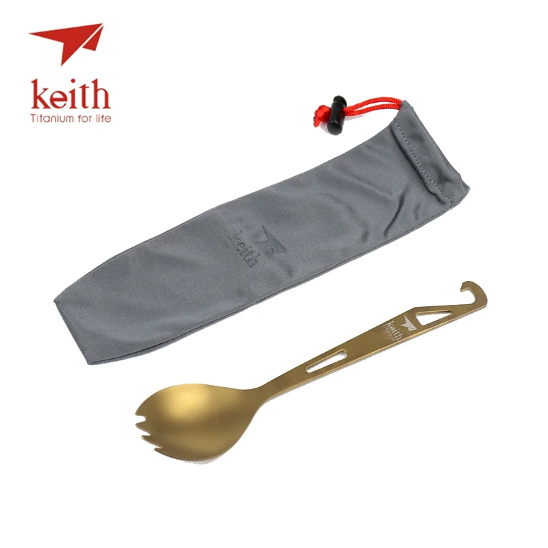 Ti5711 Кейт Титан Spork с Вилы Совет открывалка для бутылок отдых путешествия столовые приборы пикник удобная вешалка на вершине Вилы ложка титановая посуда для похода туризм и походы 15 г Ti5311 - Цвет: Ti5711