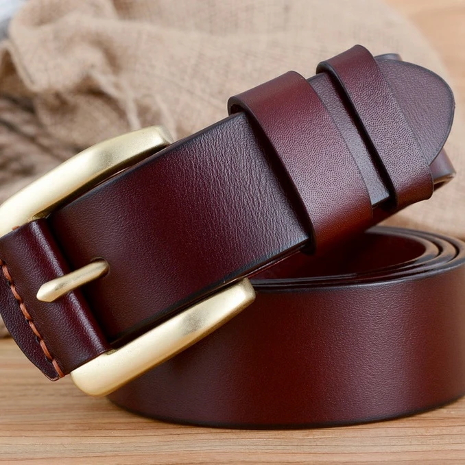Мужские ремни из натуральной воловьей кожи с твердой латунной пряжкой 100%